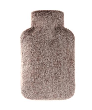 samply Rubber Hot Water Bottle with Luxury Cosy Faux Fur Cover 2L Hot Water Bag for Bed Warmer Pain Relief Khaki
