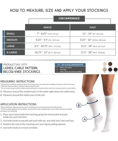 Truform Compression Socks for Women - 15-20 mmHg Knee High Brown Cable Knit - Medium Size (Pack of 3) - Stylish Dress Socks for All-Day Comfort - Buy Online on GoSupps.com