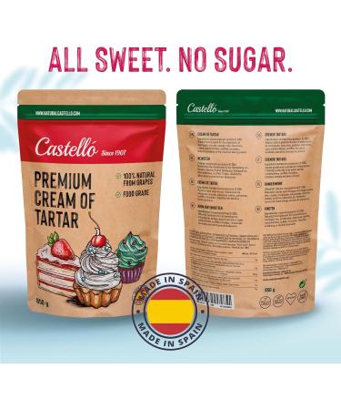Cream of Tartar - 100% Natural - Premium Food Grade - Natural Baking Powder Substitute - Gluten Free - Phosphate Free - Keto and Paleo - GMO Free - Castello since 1907-850 g - Buy Online on GoSupps.com