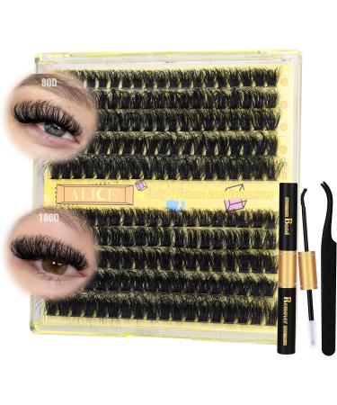 ALICE Fluffy Eyelash Extension Kit 3D Volume Lash Clusters Kit Individual Lashes DIY Eyelash Extension Kit with Eyelash Clusters Lash Bond and Remover Tweezers(10-18mm 80D+100D 0.05D D Curl) B - Fluffy 80D+100D Kit - Buy Online on GoSupps.com