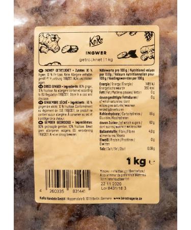 KoRo - Dried Ginger | 1 kg - Sulfur-free dried fruit economy packaging - Buy Online on GoSupps.com