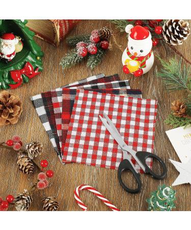 Whaline Christmas Plaid Fabric Squares - 30 Pcs Buffalo Check Cotton Fabric 5x5 inches, Red Green Black White Quilting Patchwork, DIY Art Craft Sewing - Buy Online on GoSupps.com