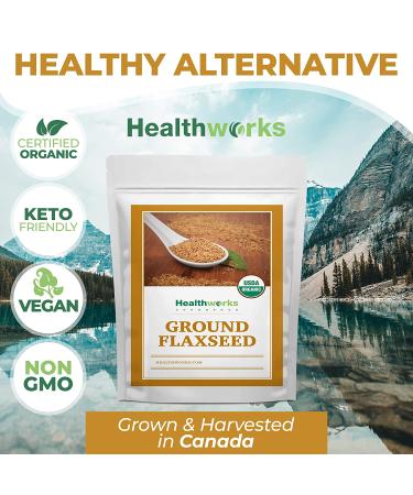Healthworks Flax Seed Ground Powder- 32 Ounces - Raw Organic Superfood for Protein, Fiber, Omega 3 & Lignan - Ideal for Smoothies, Coffee, Shakes & Oatmeal - Buy Online on GoSupps.com