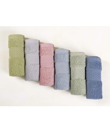 Cleanbear Pure Cotton Wash Cloths Face Cloths, 6 Colors per Set, 13 x 13 Inches (Light Blue, Jade Green, Light Green, Grey, Light Grey, Pink) - Buy Online on GoSupps.com