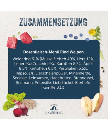 Lakefields MANUFAKTUR Wet food for puppies - 61% meat - 800 g - Buy Online on GoSupps.com