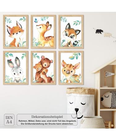 Lalelu Prints - Children's Room Decor | Forest Animals Poster Set of 6 (DIN A4 Unframed) - Buy Online on GoSupps.com