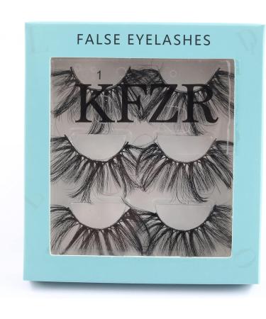 KFZR Eyelashes False Eyelashes Faux Mink Fake Lashes Fluffy Eye Lashes Thick Dramatic Volume Long Soft For Makeup 3 Pairs NO Glue (Style 1 -25mm) - Buy Online on GoSupps.com