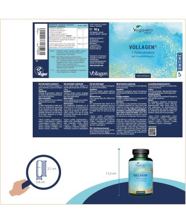 Vegavero collagen vegan capsules Unique branded raw material VOLLAGEN Vegan Collagen with Hyaluronic Acid Laboratory tested Without additives 240 capsules - Buy Online on GoSupps.com