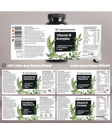 Premium Vegan Vitamin B Complex - 180 Tablets with Quatrefolic & Kofactors High-Dose Organic - Made in Germany & Laboratory Tested - Buy Online on GoSupps.com