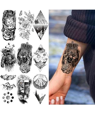 3D Black Skull & Rose Temporary Tattoos | Waterproof Arm & Neck Tattoos for Men & Women - Shegazzi - Buy Online on GoSupps.com