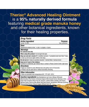 Theriac Manuka Honey Healing Ointment - Natural 50% Faster Healing for Cuts, Scrapes, Burns (0.5 Oz) - Buy Online on GoSupps.com