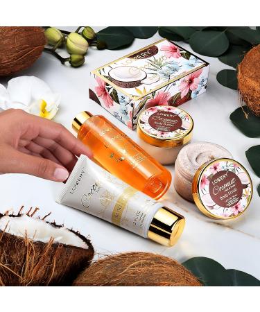 Luxurious Coconut Bath Gift Set - 24K Gold Bath Bomb Body Lotion Scrub & More | Perfect Spa Gifts for Women & Home Spa Kit - Buy Online on GoSupps.com