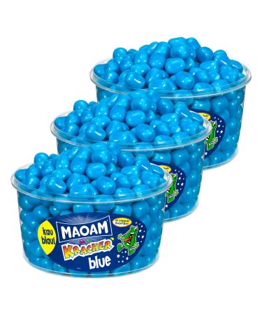 Haribo Maoam pack of 3 Kracher Blue / Blue dragees chewy candy 3600g cans Blue Raspberry 3.6 kg (pack of 3)