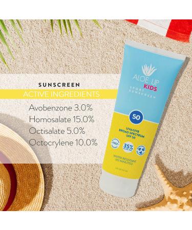 Aloe Up Kids SPF 50 Sunscreen - Gentle & Quick-Drying UV Protection with Aloe - Safe for Face, Body & Toddlers - Reef Safe - 6oz - Buy Online on GoSupps.com