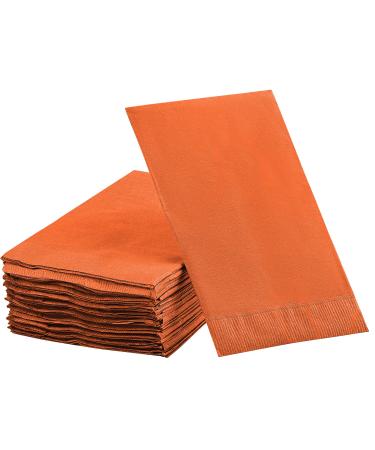 Dinner Napkins Disposable Guest Towels, Orange Beverage Napkins Soft and Absorbent Paper Napkins Dinner Size for Party, Wedding, 8 x 4.5 2 Ply Party Napkins, Pack of 40 - by Amcrate