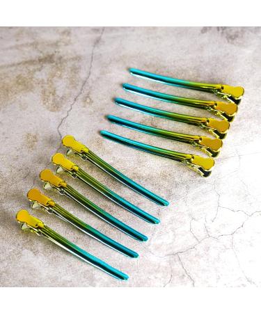 Vellen Hair Clips 10 Pack - Professional Styling Metall Hair Clips - Yellow/Aqua Ombre Design - Buy Online on GoSupps.com