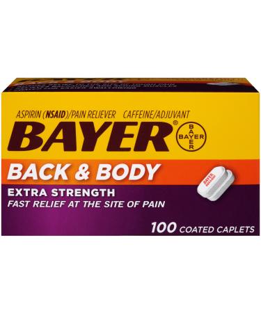 Extra Strength Bayer Aspirin 500mg Coated Tablets Rushes Relief to the Site of Tough Pain Pain Reliever/Fever Reducer 100ct