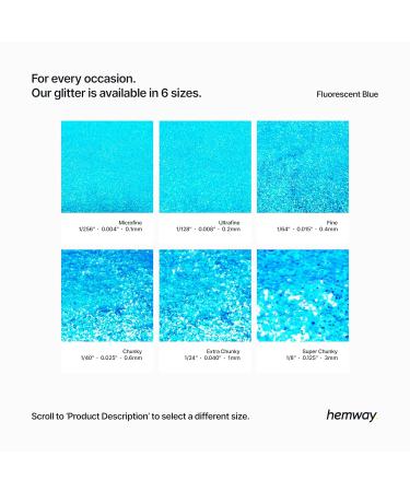 Buy Hemway Premium Ultra Sparkle Fluorescent Blue Glitter - Multi-Purpose Metallic Flake for Arts & Crafts Nails Cosmetics - 100g/3.5oz Chunky - International Shipping - Buy Online on GoSupps.com