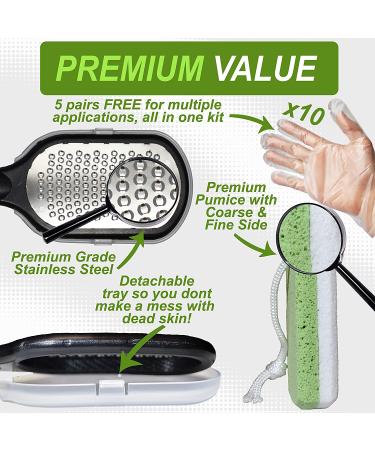 Dr. Entre Callus Remover Kit for Feet - 8oz Gel, Foot File, Pumice Stone, 5 Glove Pairs, Spa Pedicure Tools - Buy Online on GoSupps.com