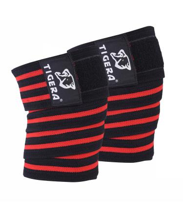 Tigera Fitness Kniebandagen strength training Bodybuilding for squats weightlifting powerlifting cross lifting and fitness training 72 inches long reinforced knee stones for men or women