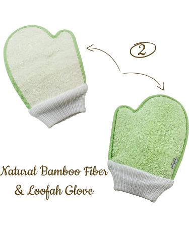 Bath Exfoliating Shower Gloves Set - 3 Scrubber Mitts for Dead Skin Removal & Soft Body, Bamboo Loofah, Sisal & Jute - Back, Neck, Face Use - Buy Online on GoSupps.com