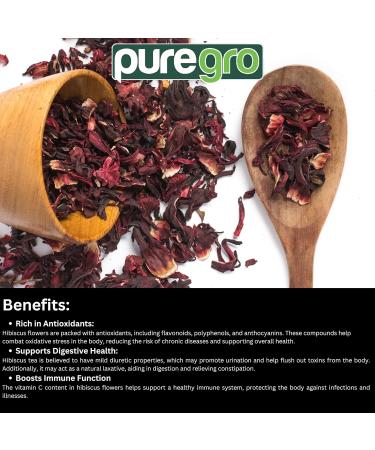 Puregro Hibiscus Flowers Whole Dried | 1kg | Pack of 1 | Hibiscus Tea Infusion | Flor de Jamaica | Dried Sorrel | Quality Ingredient for Brewing & Distilling - Buy Online on GoSupps.com