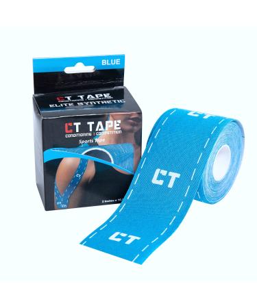 CT Tape Sports & Kinesiology Tape for Sensitive Skin-Best Breathable  Latex Free  Pain Relief Therapeutic Recovery Tape-Athletic Performance Adhesive for Muscles  Knee  Shoulder  Ankle  Back Blue