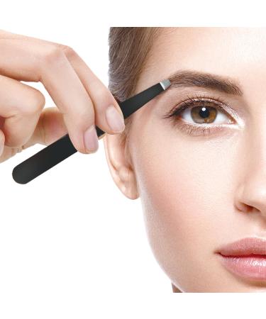 Precision Tweezers Kit - 4-Piece Professional Set for Eyebrow Grooming and Hair Removal with Case & Mirror - Slant, Pointed, Curved, and Flat Tips - Black - Buy Online on GoSupps.com