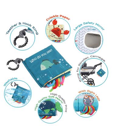 Fish Baby Books - Soft Cloth Books for Babies 0-6 Months | Baby Toys for 6-12 Month Olds | Baby Shower Gifts Box with Teether | Newborn Baby Sensory Stroller Toys - Buy Online on GoSupps.com