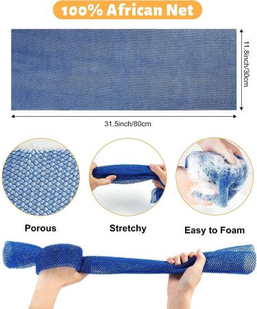 African Exfoliating Net Sponge Set - 5 Pieces with Storage Bag - Buy Online on GoSupps.com