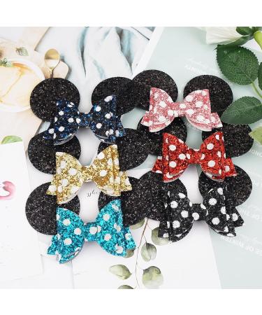 Qearl Glitter Mouse Ears Hair Clips - 6 Pieces, Alligator Clips, Hair Bows for Toddlers Girls - Theme Park Party Accessories - Buy Online on GoSupps.com