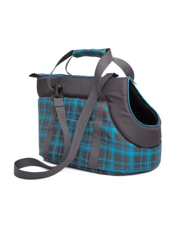 PillowPrim Dog Bag Carrier for Small and Medium Dog Puppy Cat for Walking - Size SL - 26 90 Blue Checked