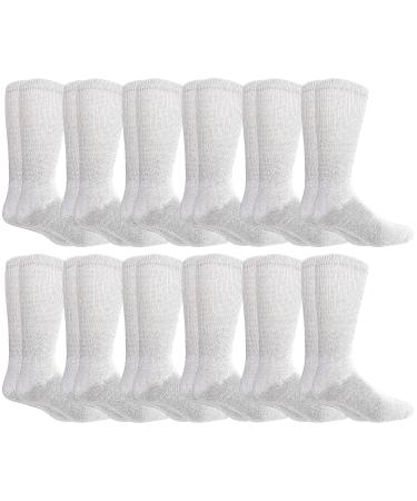 Yacht&Smith Diabetic Socks for Men Superior Comfort Loose Fit Neuropathy Edema 12 Pairs White
