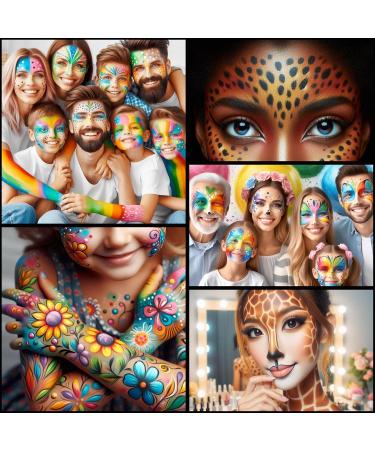 Face paint 24 Color Face and Body Paint Palette - Professional Washable Non-Toxic Makeup Palette for Adults Face painting kit with brush Face Glitter - Ideal for Party Carnival Halloween FX Art - Buy Online on GoSupps.com
