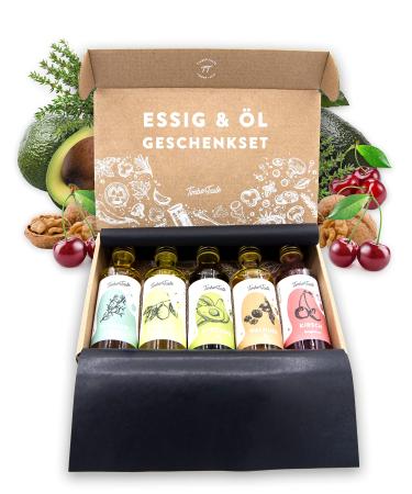 Timber Taste vinegar & oil gift set women vitalizing - 5 exquisite essential & food oils 5x40ml - Kochbox Koch Set - Special gift set for Mother's Day - Gift Box Mother's Day for mom vitalizing - Buy Online on GoSupps.com