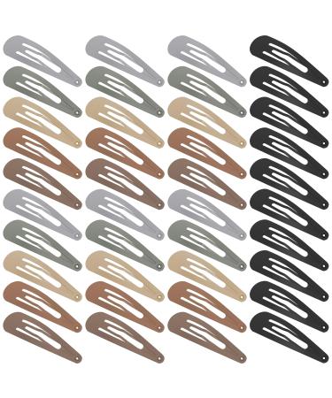 XCZYN 40 Pcs Snap Hair Clips Matte Finish Colorful Color Anti-slip Snap Clip Hair Accessories Metal Barrettes for Women Little Girls Lady Hair Styling (40 Pieces Dark Colour) 1 count (Pack of 40) Dark Color