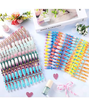 576 Pieces Glitter Extra Long Ballerina False Nails Set for Women - Multi-color ABS Press on Nail Tips - Full Cover Stick on Nails for Girls - Buy Online on GoSupps.com