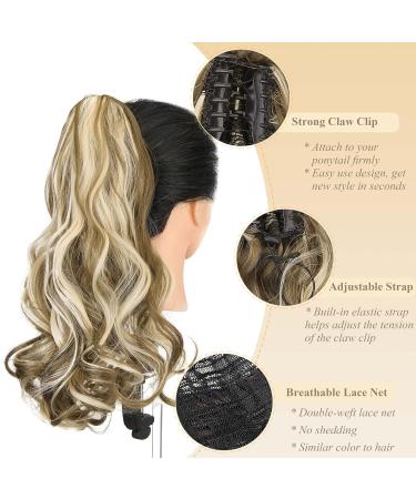 Gairyan 45cm Claw Ponytail Extensions - Curly Wavy Clip-In Hair Extensions (Golden Brown & Bleached Blonde) - Buy Online on GoSupps.com