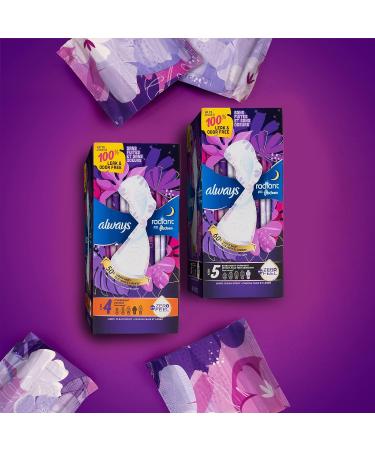 Always Radiant Overnight Feminine Pads for Women Size 4 for Nighttime with Wings Scented 36 CT Size 4 36 Count - Buy Online on GoSupps.com