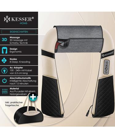 Kesser Neck Massage Device | Shiatsu Heat Massage for Neck Back & Shoulders | 3D Portable Relief in Beige/Black - Buy Online on GoSupps.com