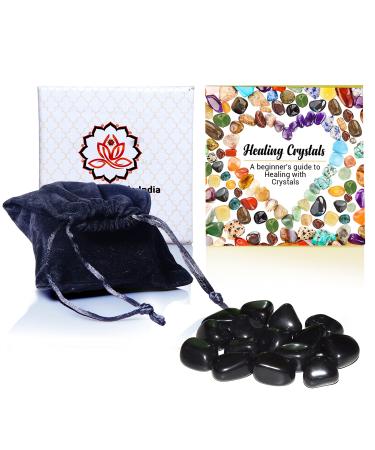 Healing Crystals India Real Crystals and Healing Stones - Healing Crystals for Beginners- Healing Stones Tumbled Crystals for Witchcraft (15 Black Tourmaline) 15 Black Tourmaline