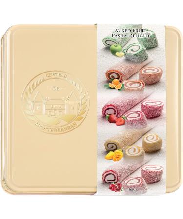 Pasha Turkish Delight Assorted Fruit Mix Lokum Dessert Gourmet Gift Box Tin Gift Box 500g Chateau De Mediterranean - Buy Online on GoSupps.com