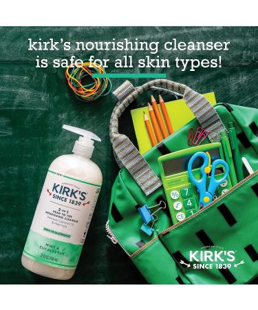 Kirk's 3-in-1 Castile Liquid Soap Mint & Eucalyptus | Head-to-Toe Clean Shampoo, Face Wash & Body Wash | 32 Fl Oz | Men, Women & Children - Buy Online on GoSupps.com
