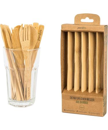 pandoo Set de 5: couteaux en bambou 100% naturels - couverts r utilisables et respectueux de l'environnement - De haute qualit l ger et stable - 100% biod gradable - Buy Online on GoSupps.com
