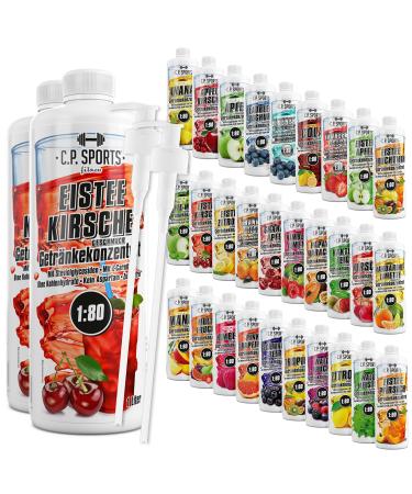 C.P.Sports beverage syrup for mineral drink i syrup sugar-free for vital drink iced cherry with vitamins i beverage concentrate for mixing with water for sports drink I 2 liter + 2 pump dispenser stee cherry 1 l (2 Pack)