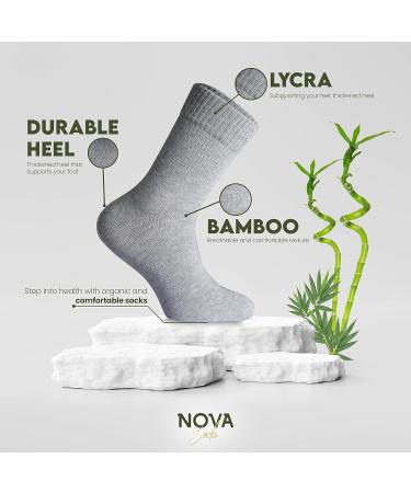 Bamboo Diabetic Ankle Socks for Men | Wide Fit for Swollen Legs | Non-Binding & Ideal for Hiking | Grey 10-13 - Buy Online on GoSupps.com