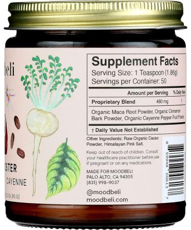 MOODBELI BLISS BOOSTER - Organic Cacao Maca Cayenne Powder - Vegan, Sugar & Dairy Free - 3.2oz (93g) - 50 Servings - Buy Online on GoSupps.com