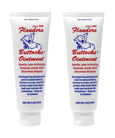 Flanders Buttocks Ointment - Diaper Rash Cream, Treatment for Diaper Rash, Heat Rash, Chafing and Other Skin Irritations 4 Ounce (Pack of 2)