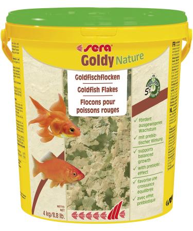 Sera Goldy Nature 21l (4 kg) - goldfish feed for healthy growth & magnificent colors fish feed for the pond flake lining with high feedability and thus less algae flakes 21 l (1 Pack)