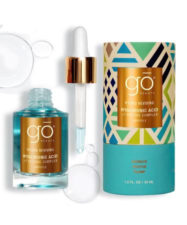 Go Beauty Daily Hydrating Serum with Triple Hyaluronic Acid Hydrating Hydrolyzed Collagen Vitamin B5 Panthenol + 7 Peptide Complex for Dry Dull Aging Skin - Hydro Reviving 1 fl. oz.